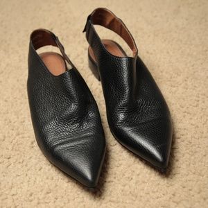 ASOS Black Leather Pointed Slingbacks